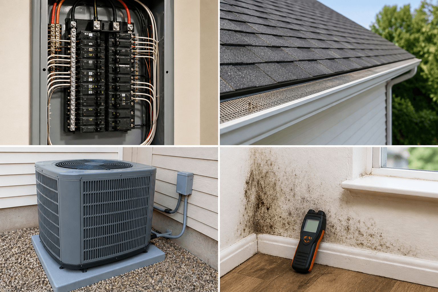 Home inspection services including electrical, roofing, HVAC, and mold evaluation